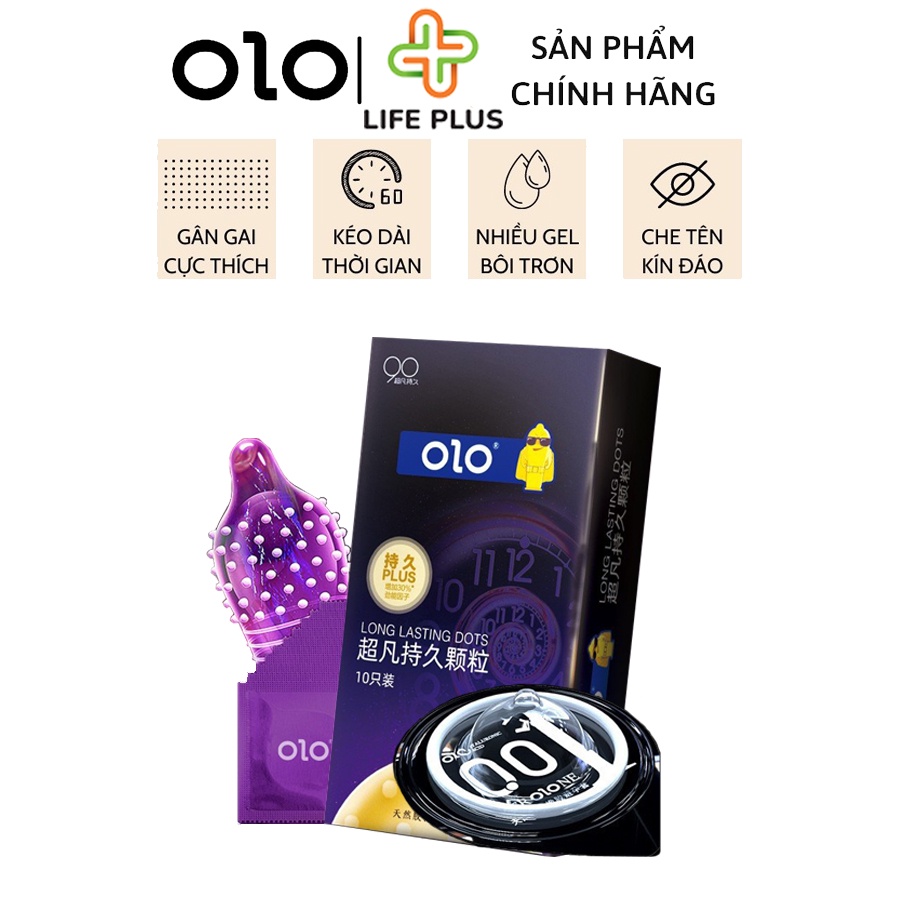 Bao Cao Su Siêu Mỏng Long Lasting Dots Gân Gai Hộp 10 bcs Kéo Dài Thời Gian Quan Hệ, Tăng Khoái Cảm. Life Plus Store