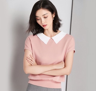 Áo len bo gấu cổ sen