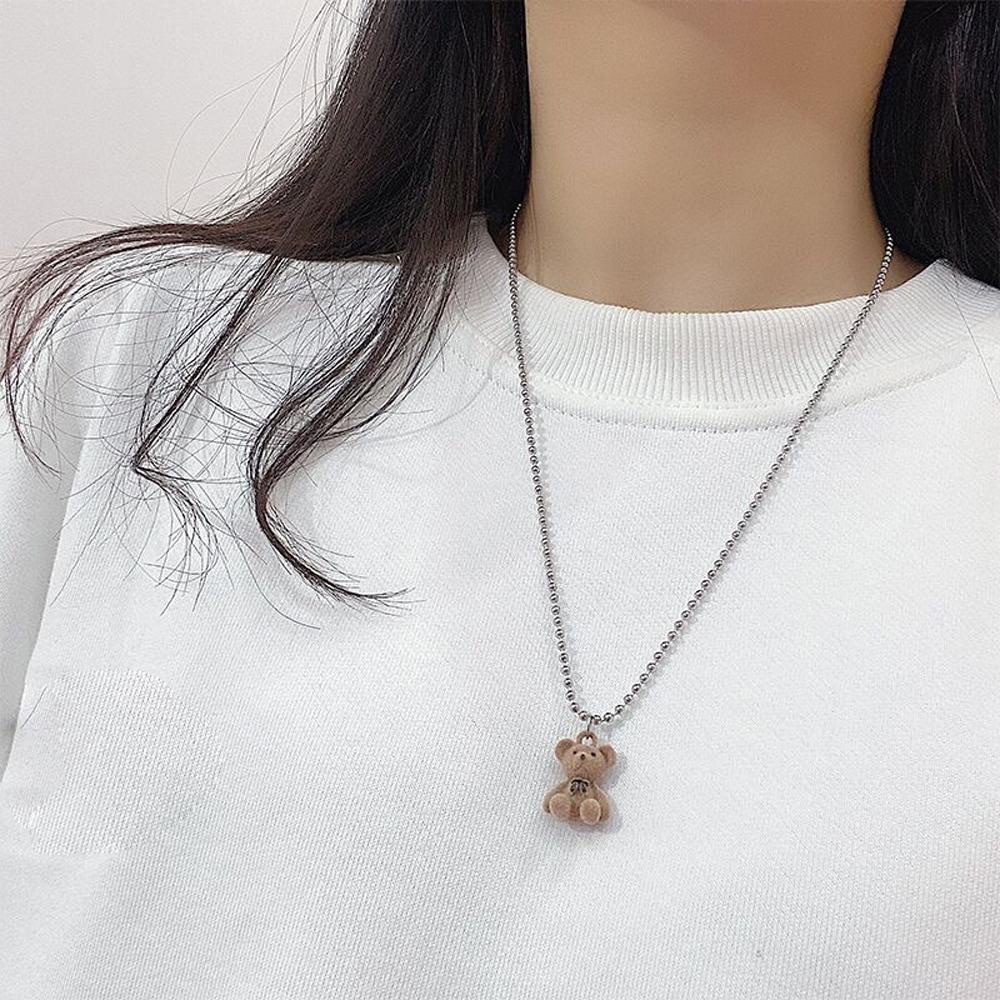 AROMA Vòng cổ Mặt Gấu Hoạt Hình Màu Kẹo Ngọt Thời Trang Cho Nữ