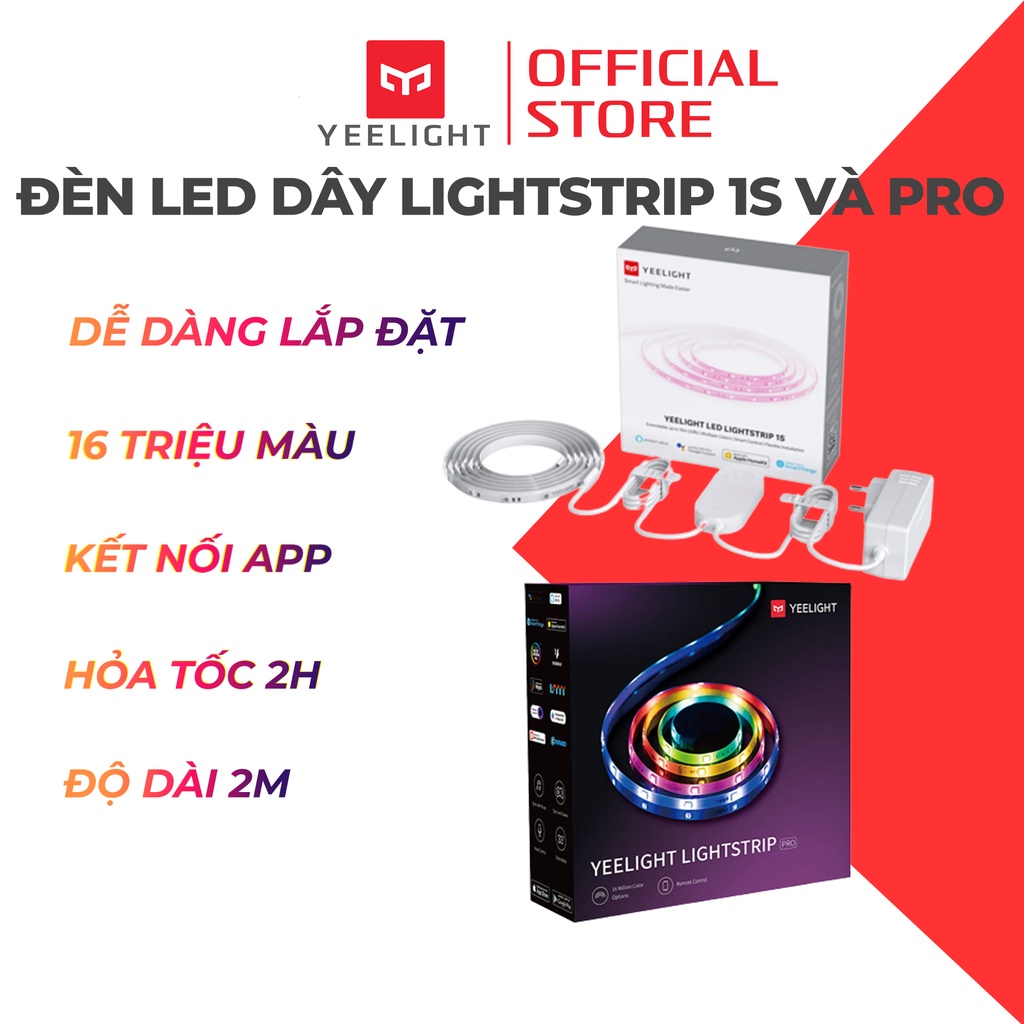 Yeelight Lightstrip 1S và Lightstrip Pro Dây Đèn LED Thông Minh Dài 2 Mét