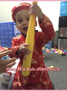 Áo dài gấm bé trai loại 1 ( khăn áo)