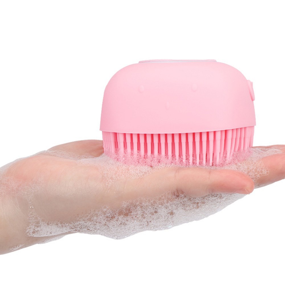 Bàn Chải Silicone Tắm &amp; Mát Xa Cho Thú Cưng 2 Trong 1 Kèm Bình Đựng Xà Phòng