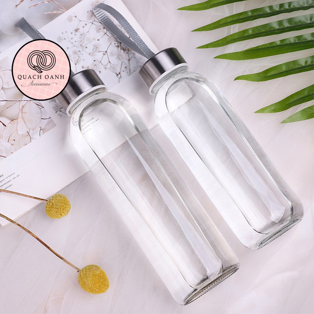 Bình nước detox thủy tinh 500ml trong suốt có quai xách – BN30 | BigBuy360 - bigbuy360.vn