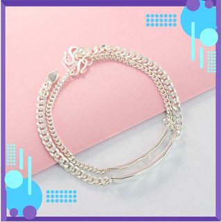 Vòng tay đôi bạc 925, vòng tay cặp bạc kẻ caro khắc tên