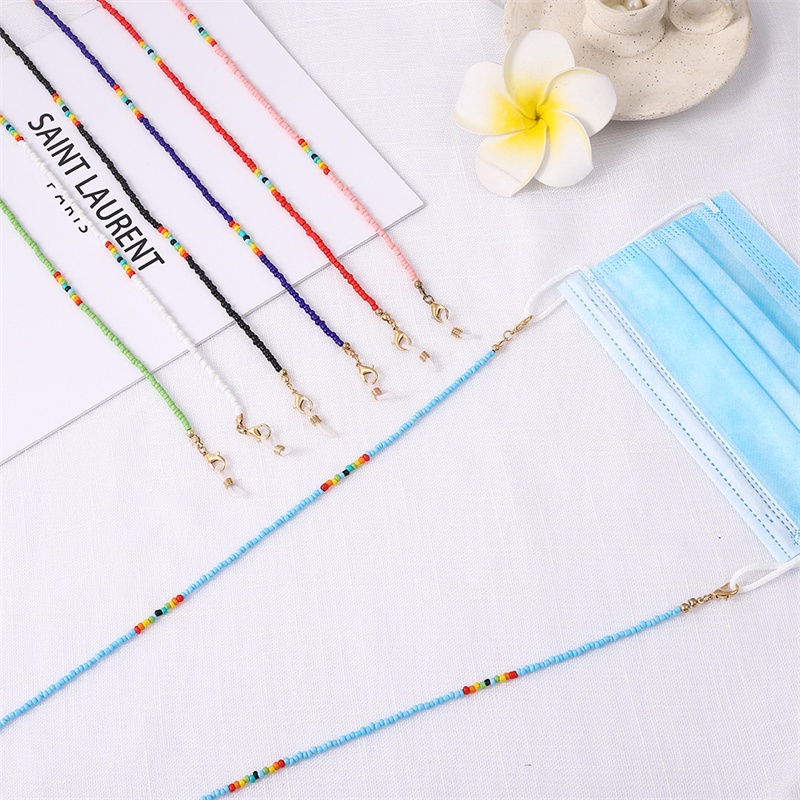 Dây Đeo Mắt Kính Xỏ Hạt Millet Màu Sắc Cầu Vồng Chống Mất