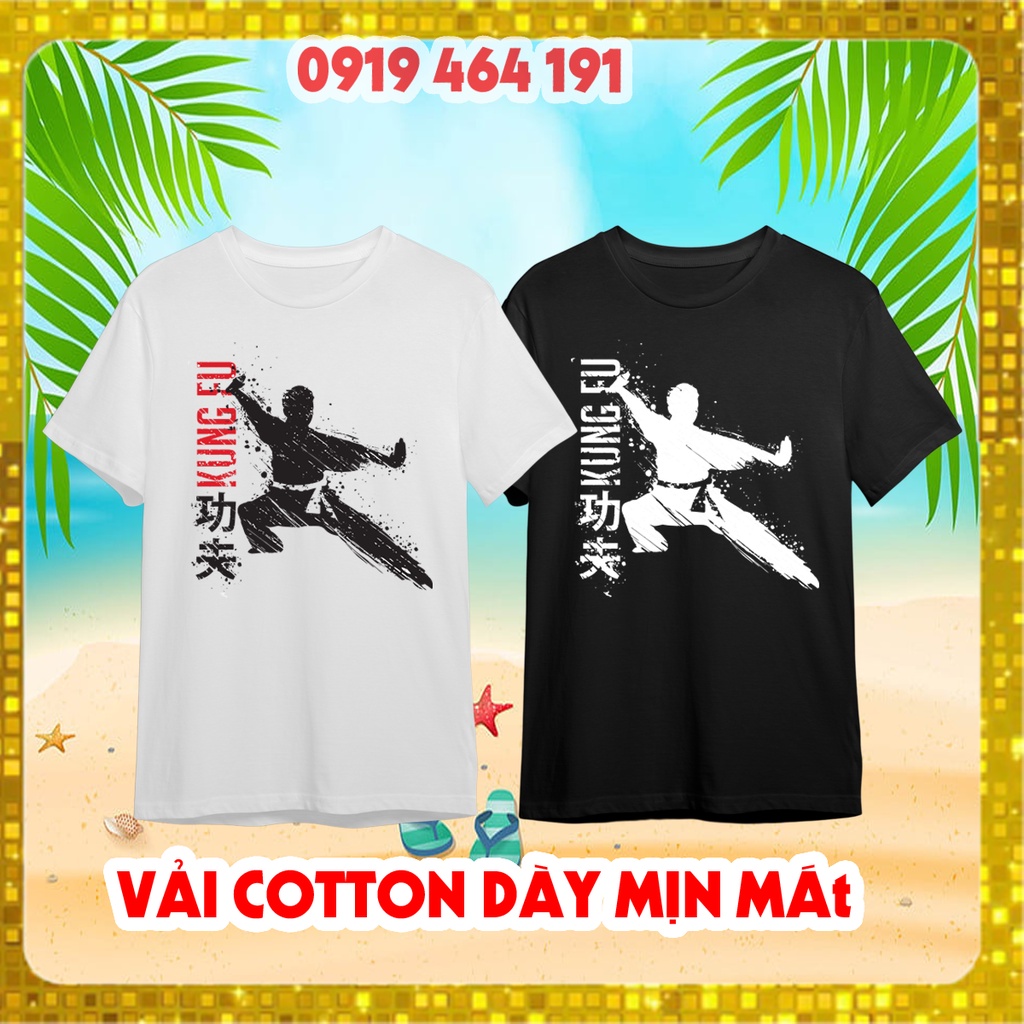 Áo thun võ Thuật - Kick Boxing - karate, phong cách hàn quốc, vải cotton dày mịn mát