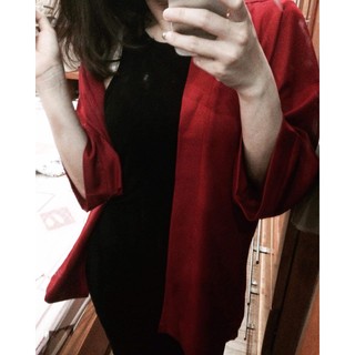 Áo kimono trơn đỏ đô