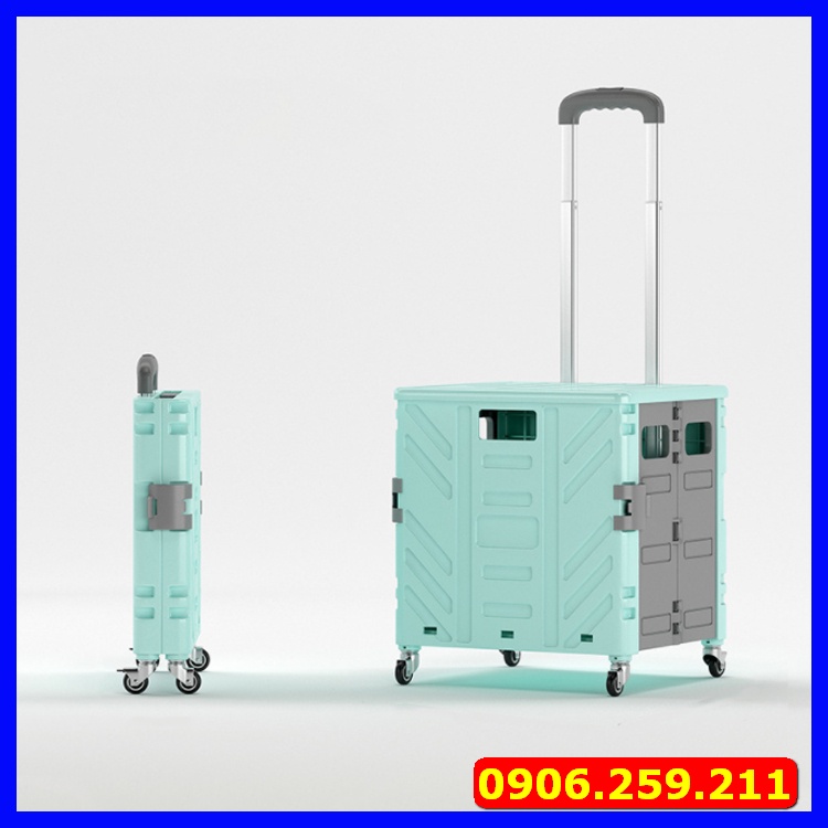 Xe kéo gập gọn hình vali - Thùng đựng đồ có bánh xe kéo đi chợ,gấp gọn đi du lịch