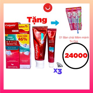 Kem đánh răng Colgate Optic White tặng 01 bàn chải đánh răng Colgate lông mềm