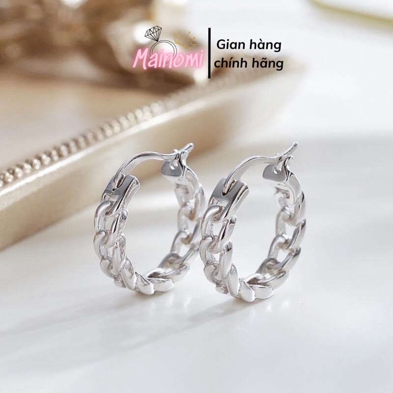 Bông tai kiểu, thiết kế hình mắt xích, mới lạ độc đáo Mainomi Shop Bạc Xinh