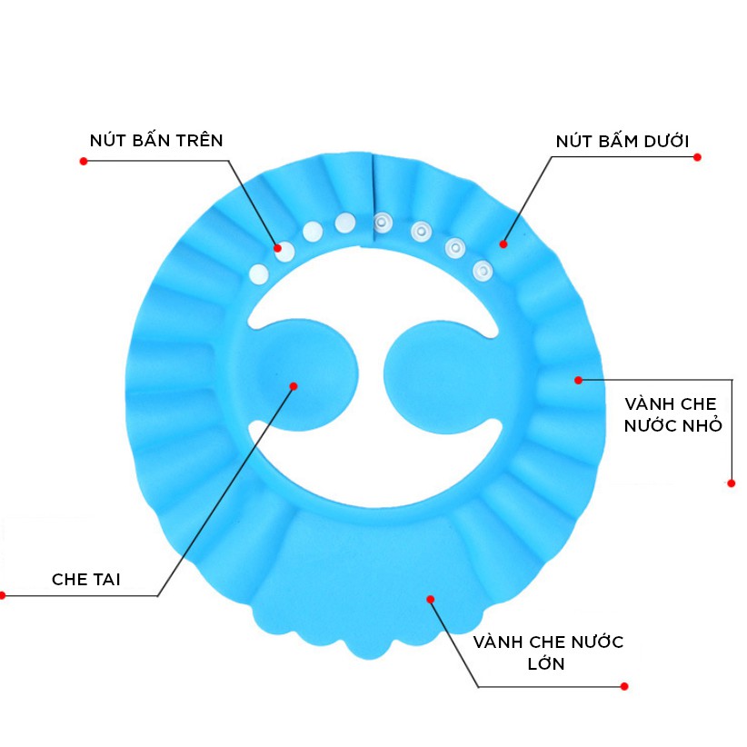 Mũ tắm cho trẻ gội đầu chắn nước che tai mềm đẹp cao cấp tiện dụng CS05