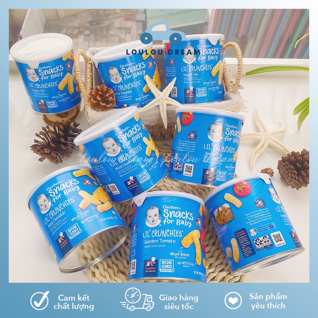 Bánh ăn dặm Gerber lùn Lil' Crunchies cho bé từ 8 tháng tuổi