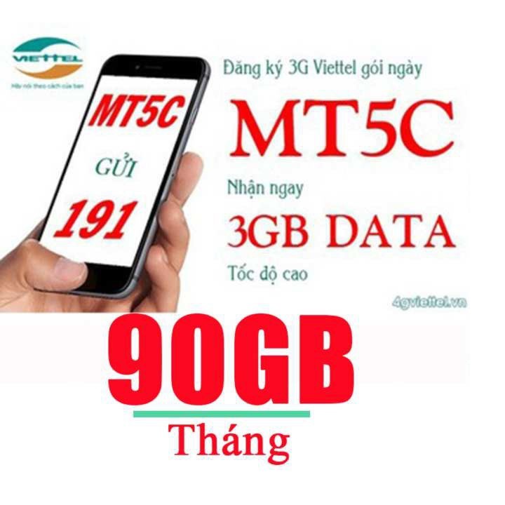 Sim 4G Viettel Gói MT5C đăng kí 5K 3GB đăng ký thoải mái