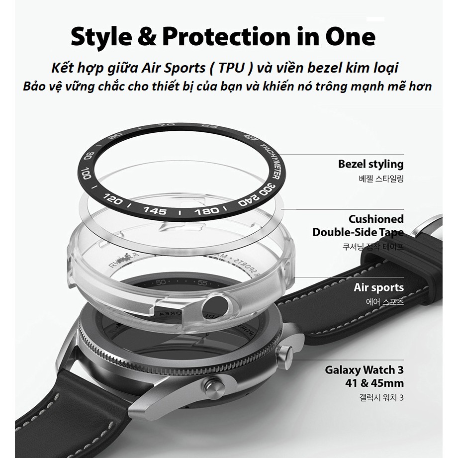 Combo ốp AirSports + viền Bezel cho Galaxy Watch 3 ( 41mm / 45mm ) - Hãng Ringke