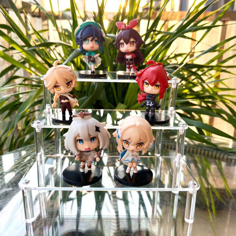 6PCS/set Anime Genshin Impact Figure Toys Set of Q Version Action Figures Decoration Venti Amber Lumine Aether Paimon Diluc