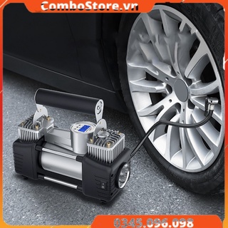 Bơm lốp ô tô 2 xi lanh piston Air Compressor công suất cực lớn 150W - Máy bơm lốp xe hơi 12v tự động ngắt