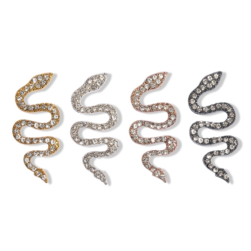 Phụ Kiện Trang Trí Móng Tay Hình Rắn 3D Bằng Hợp Kim Đính Đá Lấp Lánh