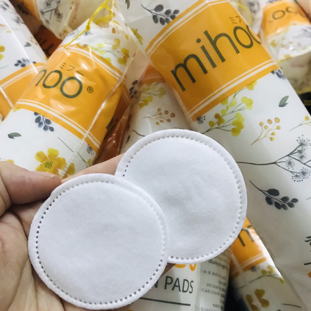 Bông tẩy trang 100% cotton viền chặt Mihoo 150 miếng