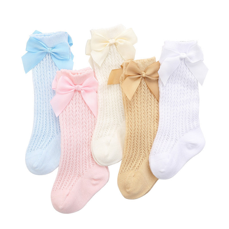 Đôi Tất Cotton Dài Đính Nơ Xinh Xắn Cho Bé Gái