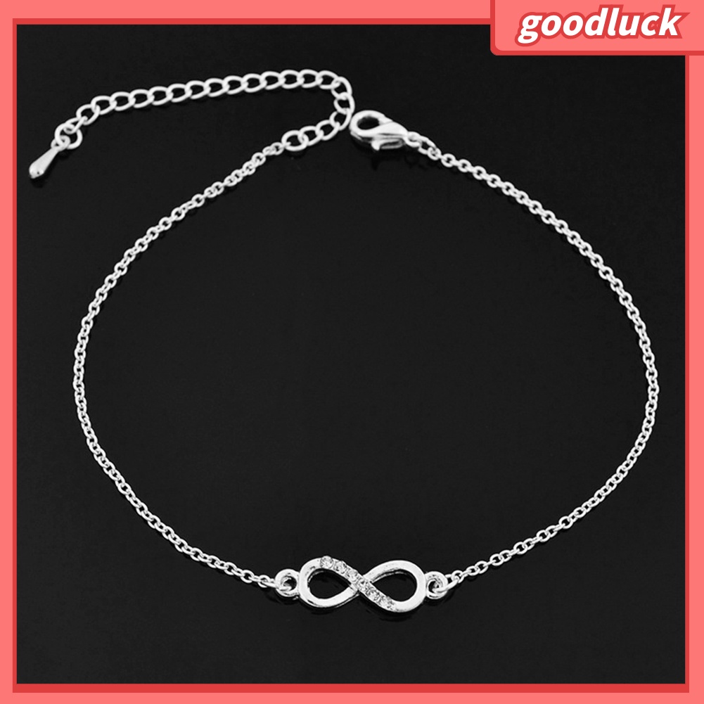 Vòng tay mỏng mặt hình số 8 đính đá đơn giản cho nữ