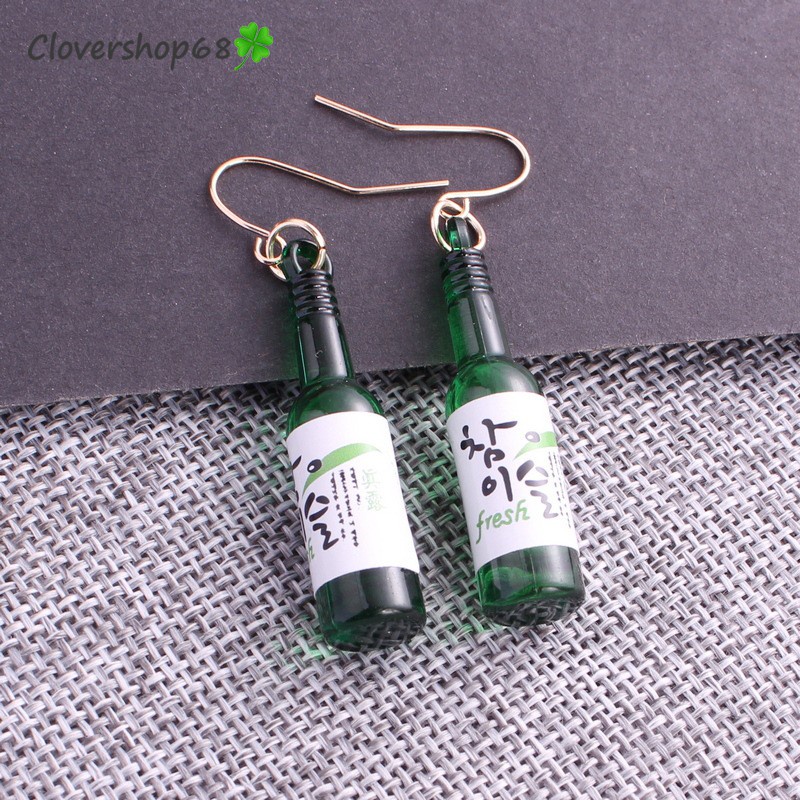 Bông tai, Hoa tai hình chai rượu Soju     Clovershop68