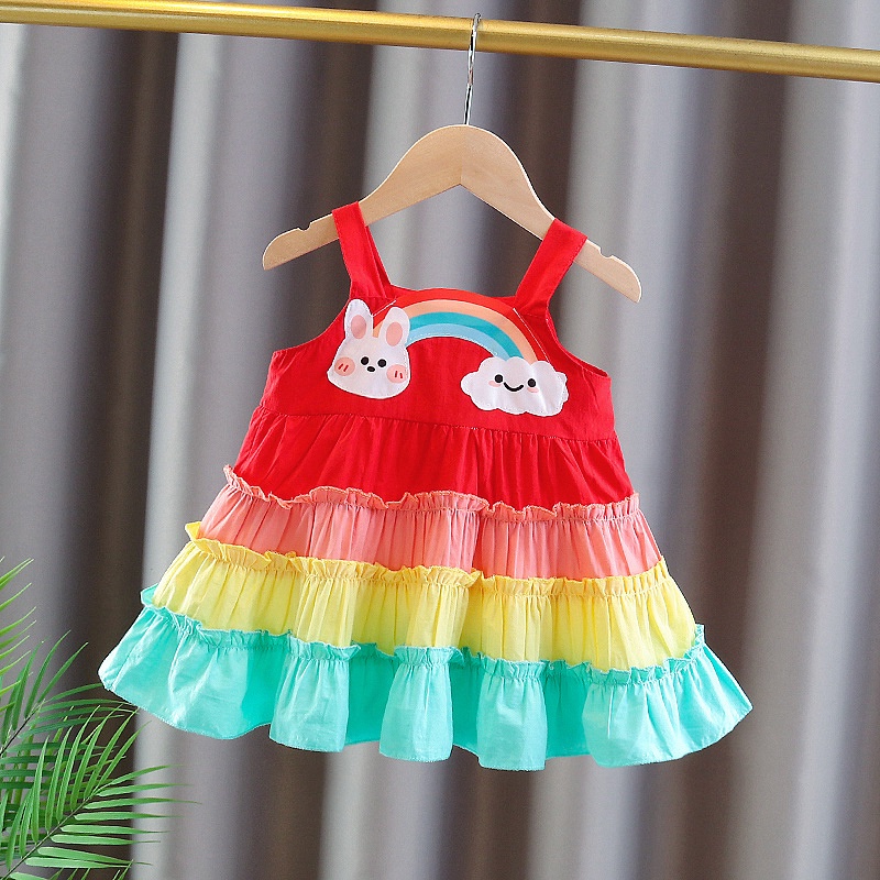 Trẻ Em Ăn Mặc Bé Gái Thời Trang Thỏ Cầu Vồng Hoạt Hình