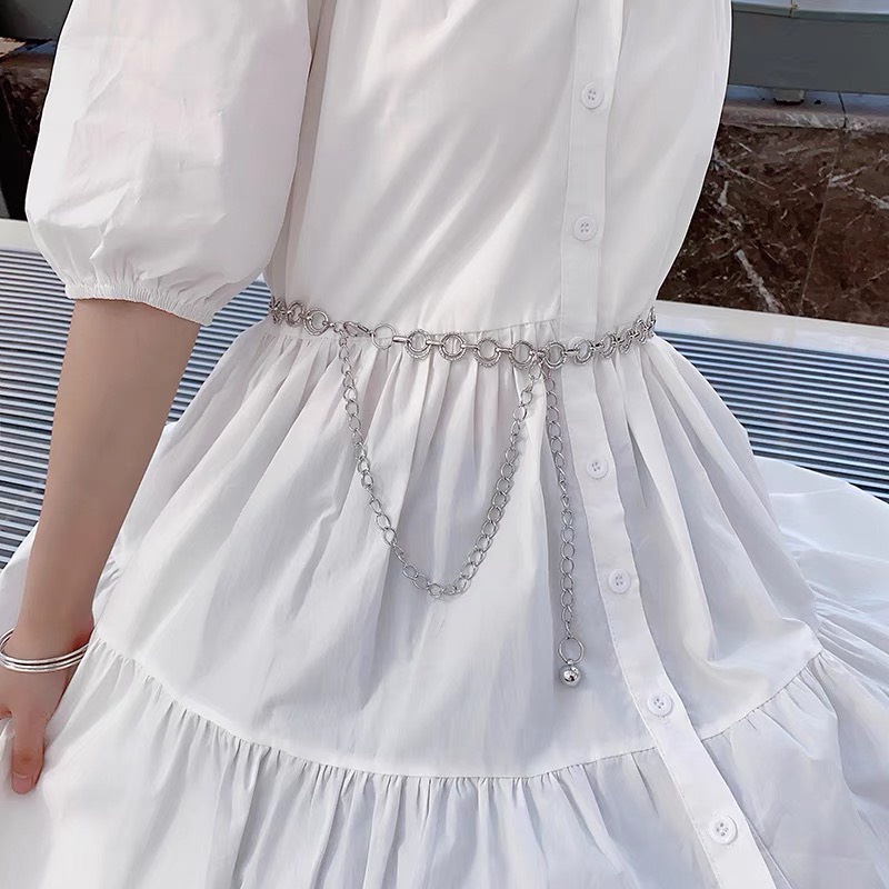 Đai váy xích chuỗi tròn vàng bạc ĐV031 - Belt váy đầm xích thả hoạ tiết tròn Sim Sim Shop