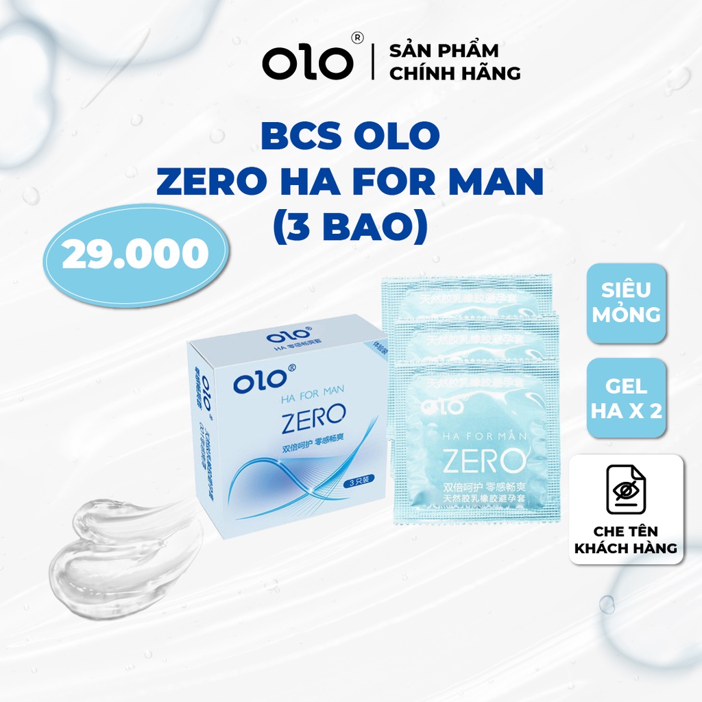 Bao cao su OLO Zero Ha For Man gấp đôi chất bôi trơn, siêu mỏng 0.01mm nội địa Trung