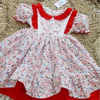 Váy lolita đỏ hoa nhí kèm turban bé gái sơ sinh 1 2 3 4 tuổi MINTSCLOSET Mint's Closet - GS1083