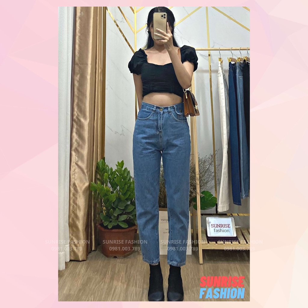 Quần jean baggy nữ cạp cao, quần bò baggy nữ lưng cao Sunrise Fashion S516 | BigBuy360 - bigbuy360.vn
