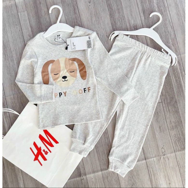 Combo 2 bộ dài tay in hình chú cún cho bé