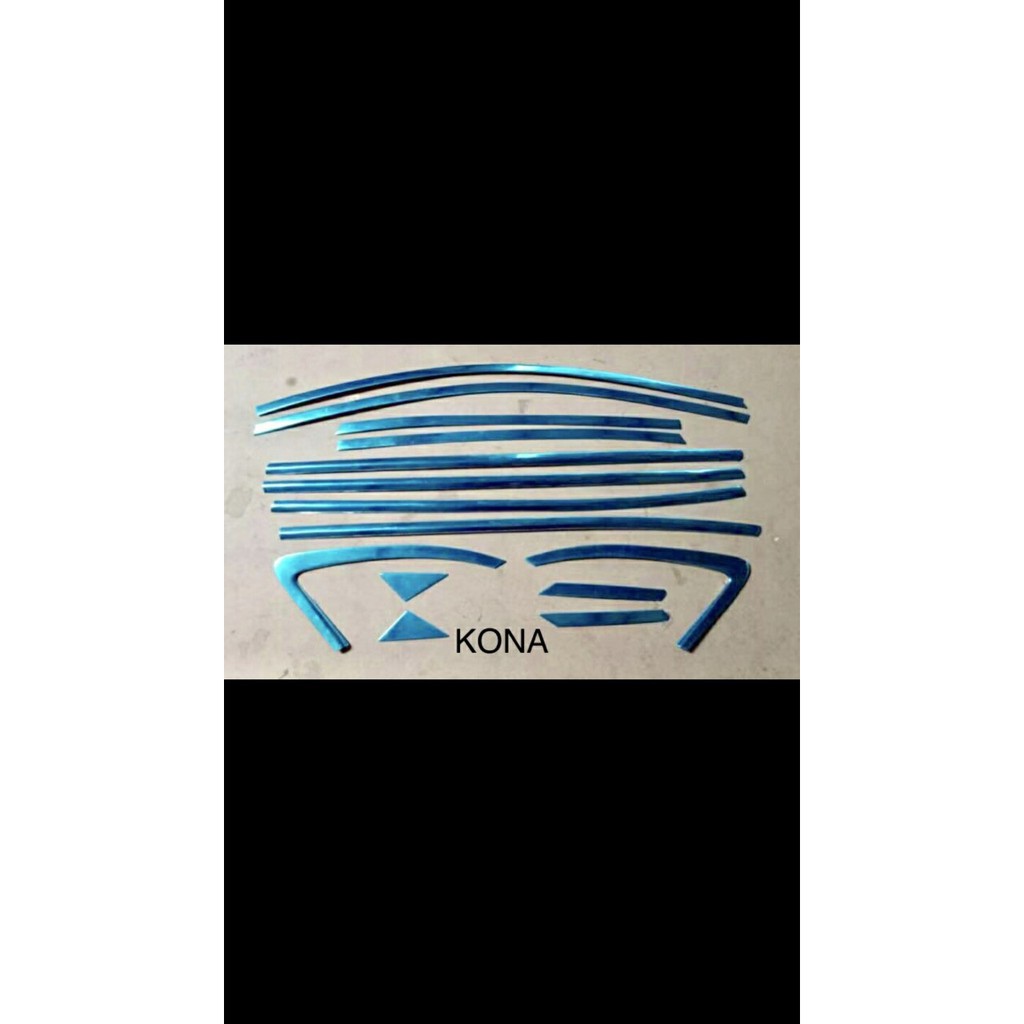 Bộ ốp nẹp viền chân kính + cong kính xe Hyundai Kona 2018,2019,2020,2021