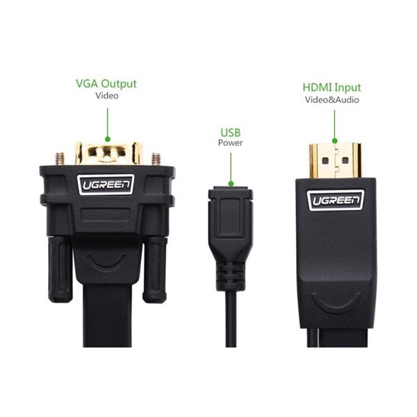 Cáp Chuyển HDMI sang VGA Dài 1,5m Ugreen 30449 - Hàng Chính Hãng