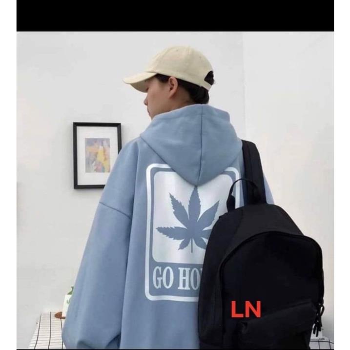 Áo hoodie hình lá Go Homein lưng