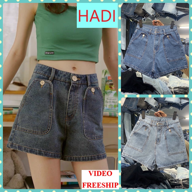 [VIDEO+FREESHIP ] QUẦN SHORT ĐÙI JEANS NỮ LƯNG CAO 2 TÚI LƯỠI CÀY LAI CUỐN XANH NHẠT XANH ĐẬM MỀM MỊN THỜI TRANG HADI