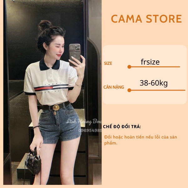 Áo thun nam nữ polo unisex tay lỡ form rộng freesize phối viền sọc CaMa Store M301 | BigBuy360 - bigbuy360.vn