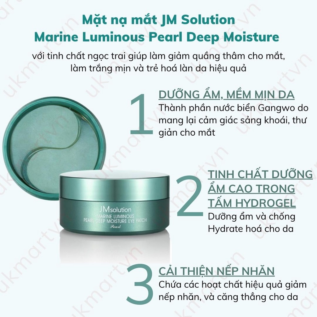 Mặt Nạ Mắt JM Solution Ngừa Lão Hóa Chiết Xuất Keo Ong Chiết Xuất Ngọc 90g Marine Luminous Pearl Deep Moisture Eye Patch