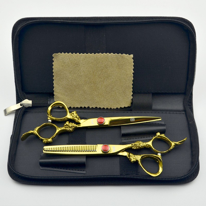 Bộ kéo cắt tóc vàng rồng Kai Kasho Nhật Bản Cao Cấp 6.0 inch