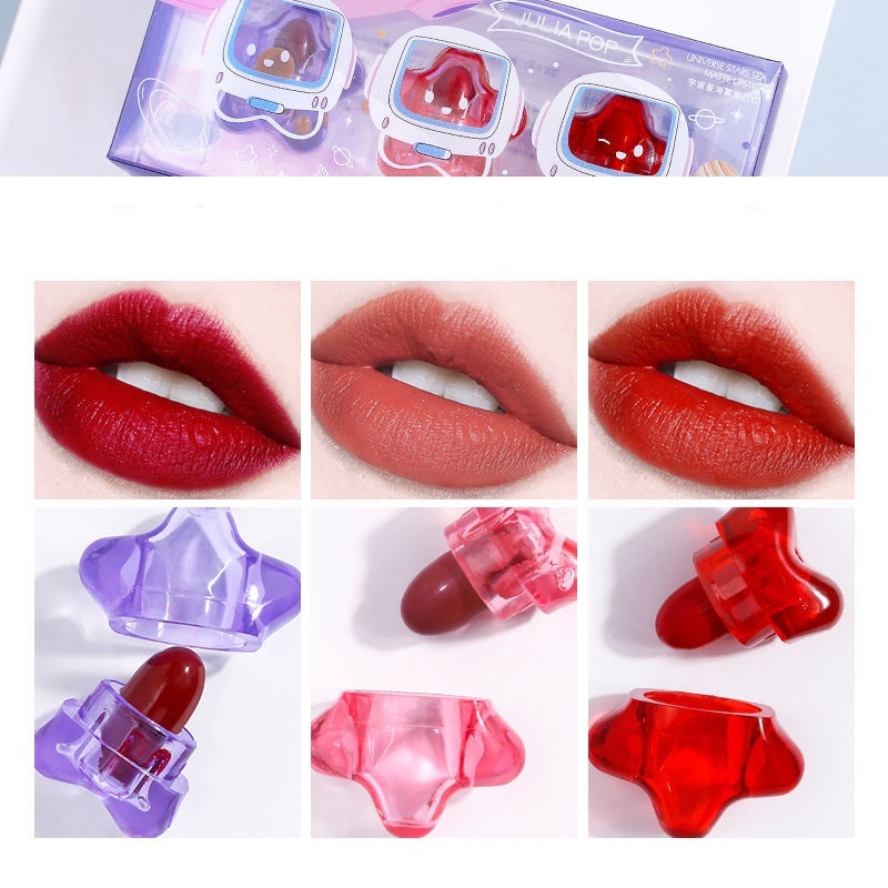 [Hàng mới về] Set 3 son môi JULIA POP nhỏ gọn lâu trôi không thấm nước