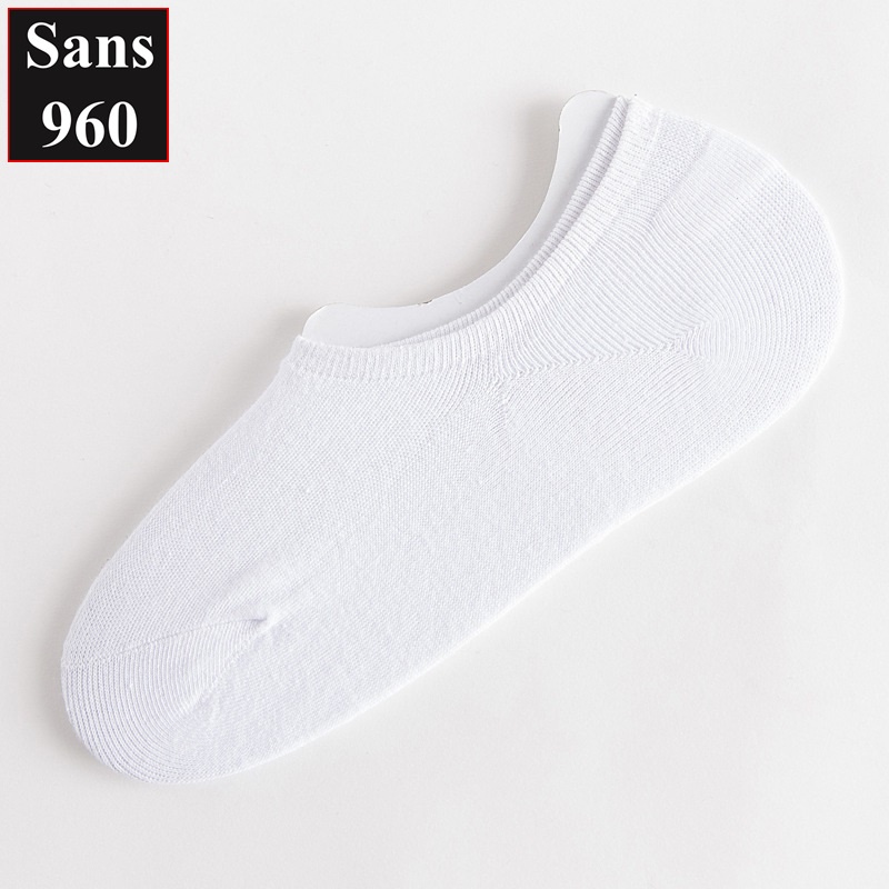 Tất vớ nam nữ lười mỏng mát cotton trơn mùa hè Sans960 khử mùi kháng khuẩn không cổ xuất nhật đen xám trắng