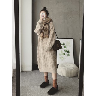 (ORDER) Váy len xoắn thừng dáng dài form thụng style Hàn Quốc ấm áp mùa đông