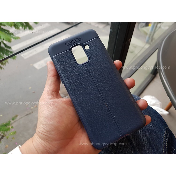 Ốp lưng dẻo giả da Auto Focus Samsung A8 Plus 2018