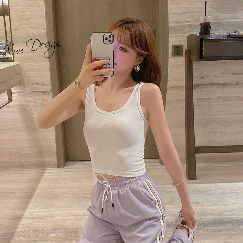 Áo croptop body trơn ba lỗ chất cotton co dãn XUU DESIGN AD05