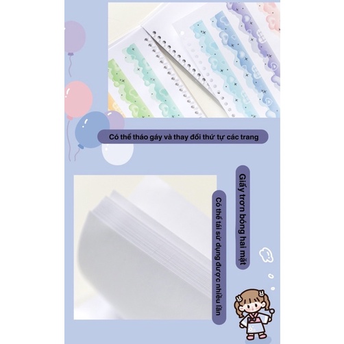 Sổ Chiết Sticker Washi 30 Tờ Size A5 Bìa Bọc PVC Chống Thấm Nước Hình Cô Gái Dễ Thương Nhiều Màu Sắc Mẫu 2022