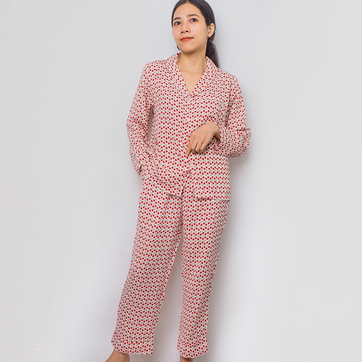 Đồ bộ nữ mặc nhà bộ ngủ dài tay pyjama lụa mango cao cấp