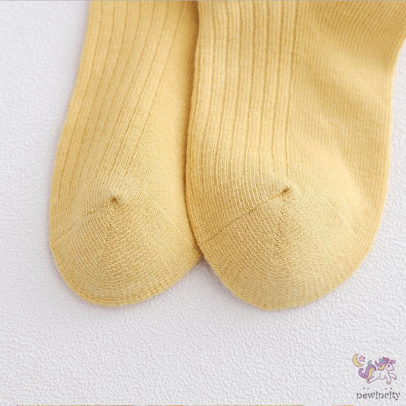 Vớ Bé Gái Màu Trơn Đính Nơ Phong Cách Hàn Quốc