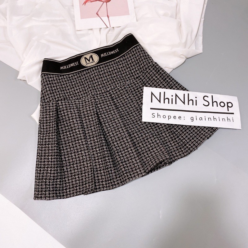 Chân váy xếp ly chất dạ dày dặn có quần trong, Chân váy dạ dáng xòe cạp chun CV1522 - NhiNhi Shop | BigBuy360 - bigbuy360.vn