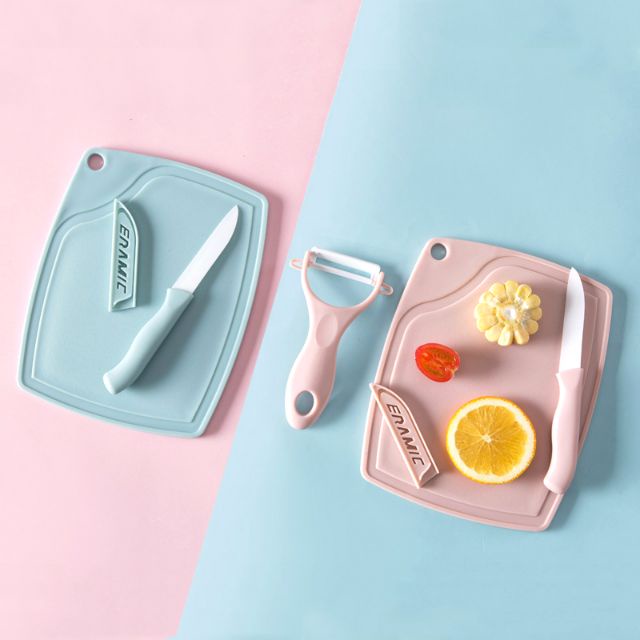 Bộ dao thớt mini 3 món chế biến đồ ăn dặm cho bé tiện dụng