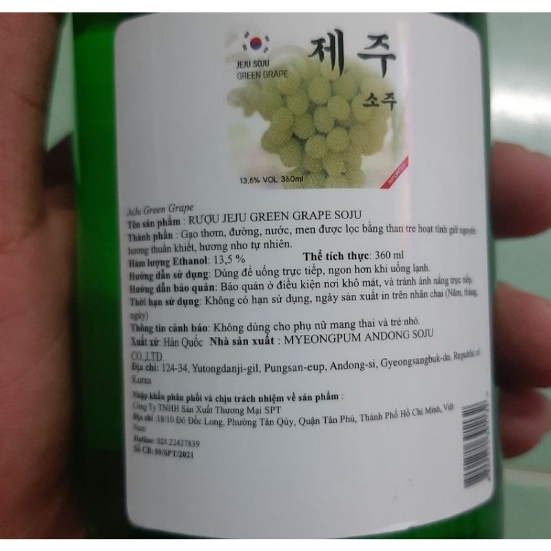 Soju jeju Hàn Quốc 360ml