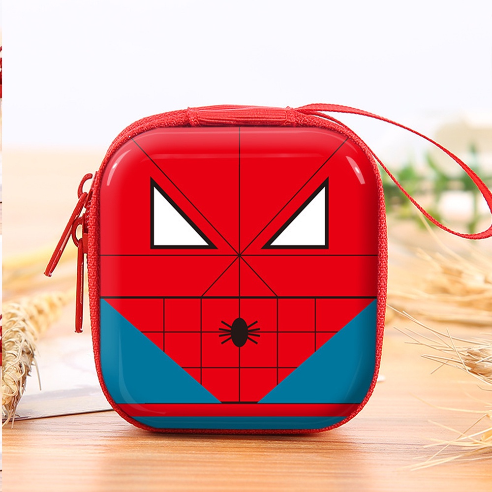 Túi đựng tiền xu/ tai nghe hình vuông hoạt hình có khóa kéo tiện dụng cho học sinh